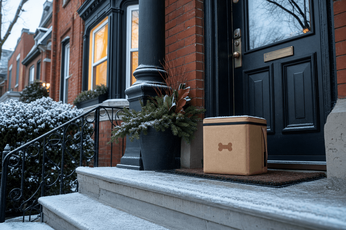 Insulated delivery box on a Toronto doorstep