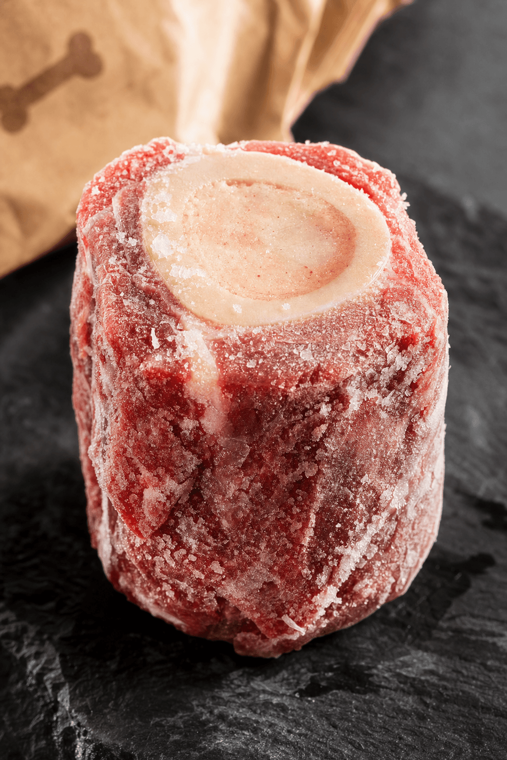 Close-up detail of a raw marrow bone