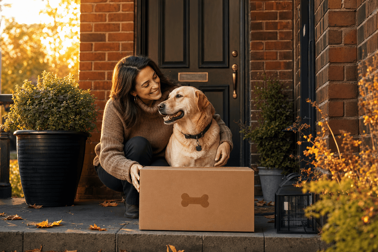 A Six Bones delivery being received at a front door